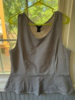 Ann Taylor Black and White Polka Dot Peplum Tank